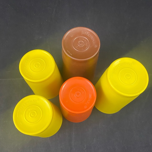 5x Tupperware Tumblers Cups Harvest Orange Brown Yellow Vintage 12 oz 8 oz - Picture 4 of 5